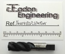 1/4" x 19TPI BSP (British Standard Pipe) Spiral Machine Tap, HSS. By top Brands.