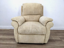 ARMCHAIR Electric Recliner Beige Abstract Patterned Fabric Padded Arms