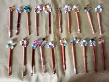 20 Lace Making Bobbins With Spangles Mix of Wood and Plastic
