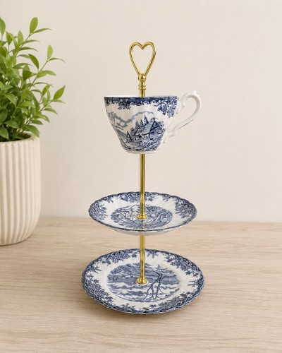 Vintage upcycled blue white - vintage,