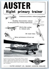 Auster Aiglet Primary Trainer Aircraft Vintage Advert 1952 145mm x 95mm