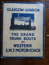 Western SMT Glasgow London coach route map Scottish bus leaflet