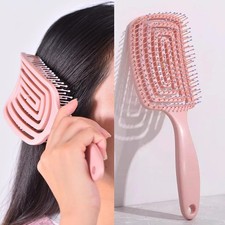 Womens Magical Brush Detangle Detangling Scalp Styling Hair Brush Curved Uk Sell