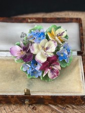 Vintage Flower Bouquet Brooch Fine Bone China Crown Staffordshire Pin As Found