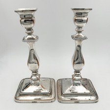 ANTIQUE PAIR 11” CANDLESTICKS GEORGE OLD SHEFFIELD PLATE c1800 DAN HOLY PARKER