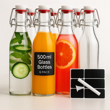 Glass Bottles With Swing Top Stoppers -Leakproof Flip Cap for Brewing & Storage