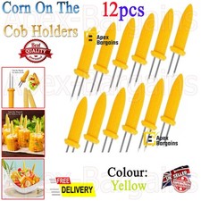 12x Corn On The Cob Holders Stainless Steel 8 Skewers Sweetcorn BBQ Prongs Forks