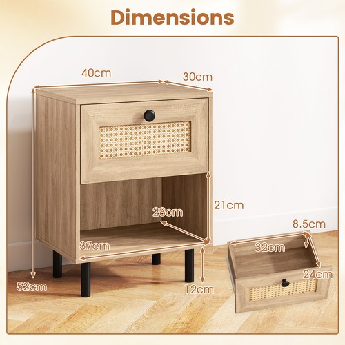 Pair rattan nightstands - of,