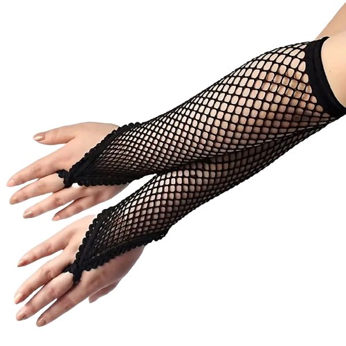 Goth black finger loop fishnet - goth,