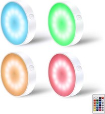 LAVAED 4 Pack RGB+W 16 Colour Changing Puck Lights, Remote Control, Dimmable