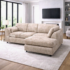 Beige Fabric Corner Sofa