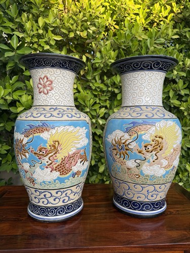 Pair large asian dragon floor - pair,