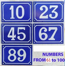 Blue enamel French house number door gate wall plate - NEW OLD STOCK from 2004