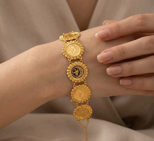 Gold plated turkish coin - gold,