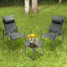 3PCS Patio Bistro Set Grey