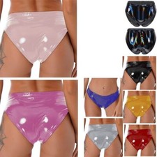 UK Women Panty Cheeky Underwear Patent Leather Briefs Beach Swimwear PVC Strings
