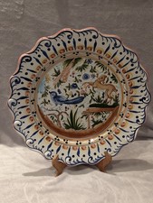 Antique/Vintage Italian Maiolica Ceramic Plate Hand-Painted 37cm