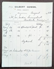 1923 Gilbert Cowan Coal Agent