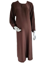 Ladies Reg Plain Pocket Elasticated Cuff Zoom Nida Abaya/Jilbab/Maxi Brown 52-60