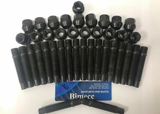 ALLOY WHEEL STUDS + NUT CONVERSION X 20 BLACK 75mm M14X1.25 FOR BMW F30 F31 F34
