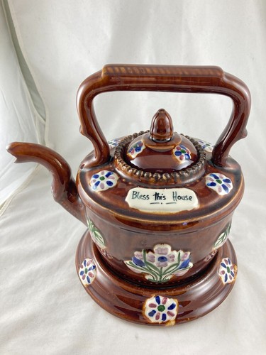 Pottery bargeware teapot - teapot, on