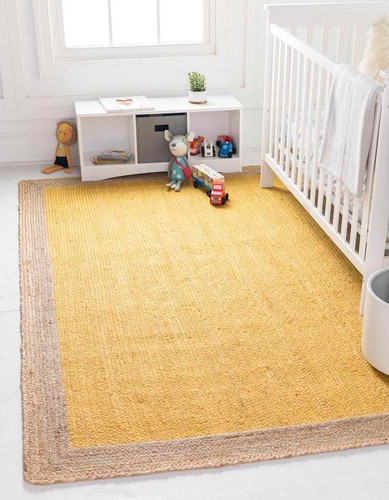 Rug yellow jute carpet mat - yellow,