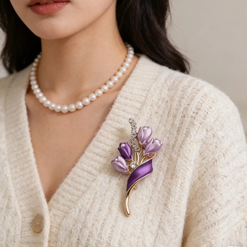 Women elegant flower brooch - women's,