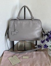 Radley Upper Street Grey Pebbled Leather Shoulder Bag Grab Handles In Dust Bag