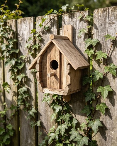 Handmade teak wooden birdhouse - teak,