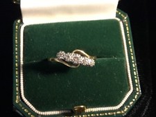 18 CARAT/K/CT PLAT-GOLD, 5 STONE DIAMOND RING VINTAGE,.30 WEIGHT 3.56g SIZE N