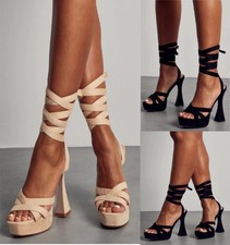 LADIES SUEDE FLARED BLOCK HIGH