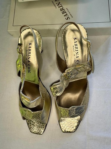 Sabrina chic gold leather croc - leather,