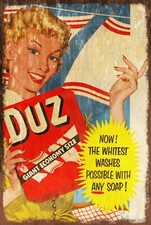 Duz Laundry Soap Advert Aged Look Vintage Retro Style Metal Sign Plaque