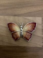 SATURNO SILVER 925 Enamel Butterfly Brooch Pin Hallmarked