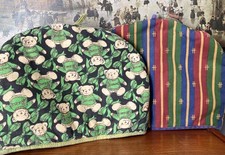 2 Vintage Harrods Tea Cosy Teapot Cover 1 Stripe 1 Teddy Retro Kitsch Homeware 