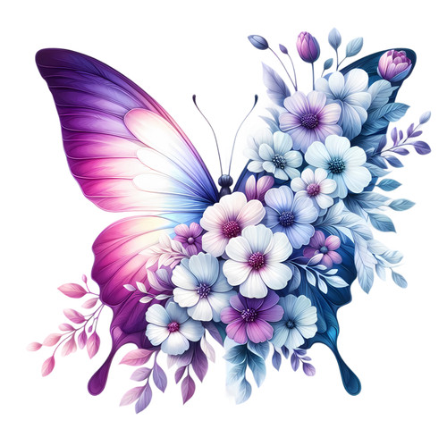 Pink floral butterfly vinyl - floral,