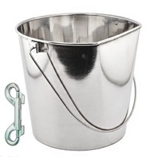 Stainless Steel Bucket Pail FLAT SIDED 2 Qt Dog Pup Kennel Farm Water Heavy Duty