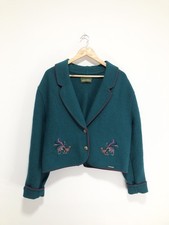 Geiger Boiled Wool Jacket UK 14 EU 42 Oversized Womens Blazer Embroidered Birds