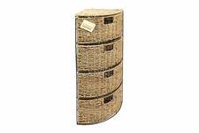 4 Drawer Seagrass Storage Bathroom Bedroom Tidy Basket Unit - 59(H)x25(D)cm