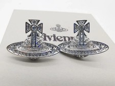 Vivienne Westwood Earrings Silver Crystal Orb Stud Earrings Gift NEW IN Box E521