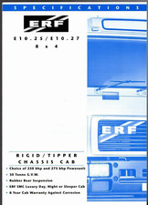 ERF E10.25, E10.27 8x4 Rigid Tipper Cab Specifications c1991 UK Foldout Brochure