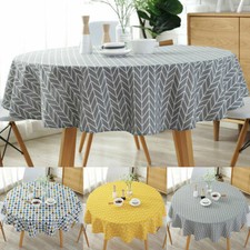 Round Table Cloth Cotton Linen Household Garden Dining Tableware Party Supplies 