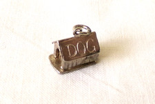 Beautiful Small Vintage Silver Man in Dog House Charm Opening