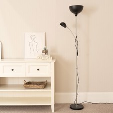 Black Father and Son Floor Lamp Task Reading Light Adjustable Lighting LED Bulbs