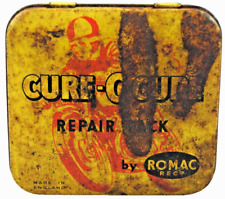 Vintage UK CURE-C-CURE REPAIR KIT By ROMAC Metal TIN Storage Container BOX GC