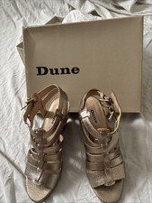Dune London gold strap wedge