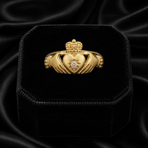 Mens 9ct yellow gold claddagh - yellow,