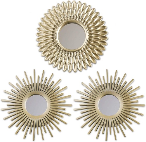 Round gold wall mirrors - wall, pack