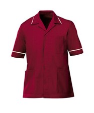 MENS HEALTHCARE TUNIC SCRUBS NURSE NHS DENTIST UNIFORM MAROON BURGUNDY INS37MR