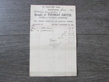 Thomas Smith Plumber & Furnishing Ironmonger Crowtree Rd Sunderland 1893 Invoice
